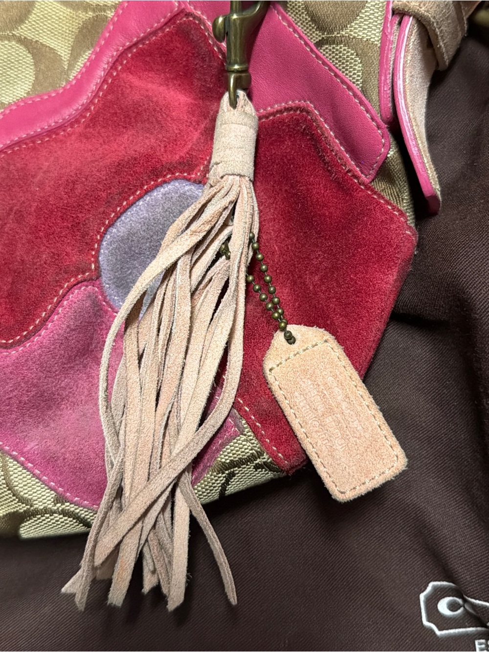 Coach Suede & Canvas Floral Patchwork Shoulder Bag 2003 - Picture 2 of 4